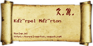 Körpel Márton névjegykártya